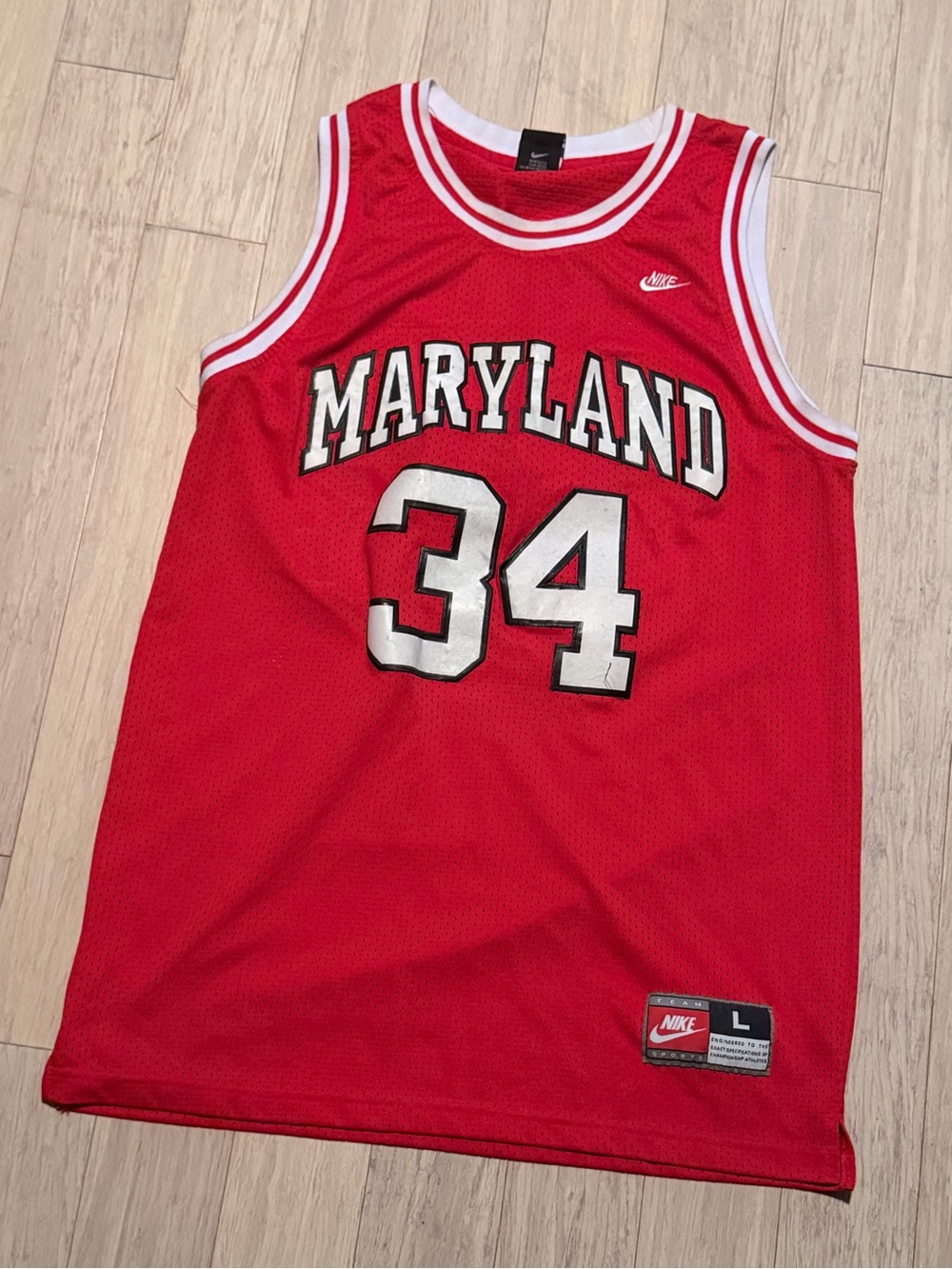 Len Bais Nike Red Maryland Basketball Jersey with White Accents #34